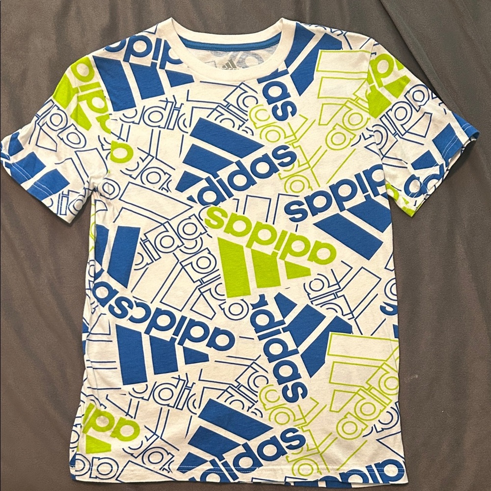 Adidas Kids Tee - Blue and Lime